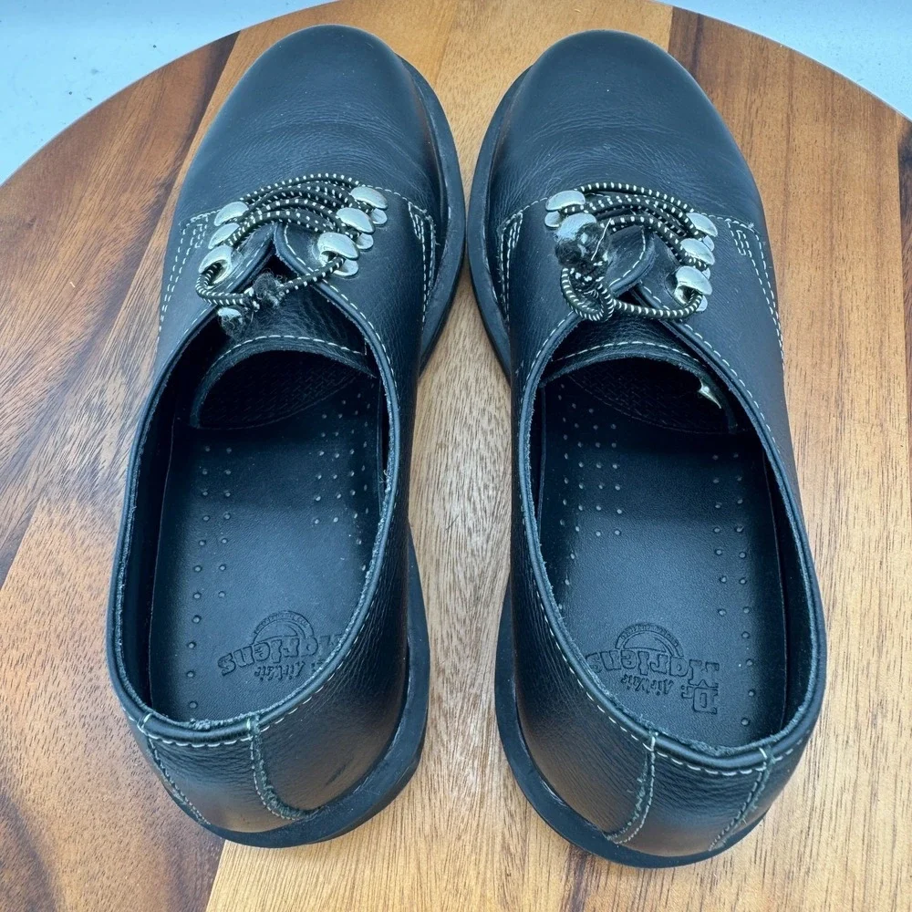 Dr. Martens Leather Platform Shoes Womens 8 Black Air Wair 1461 HDW
